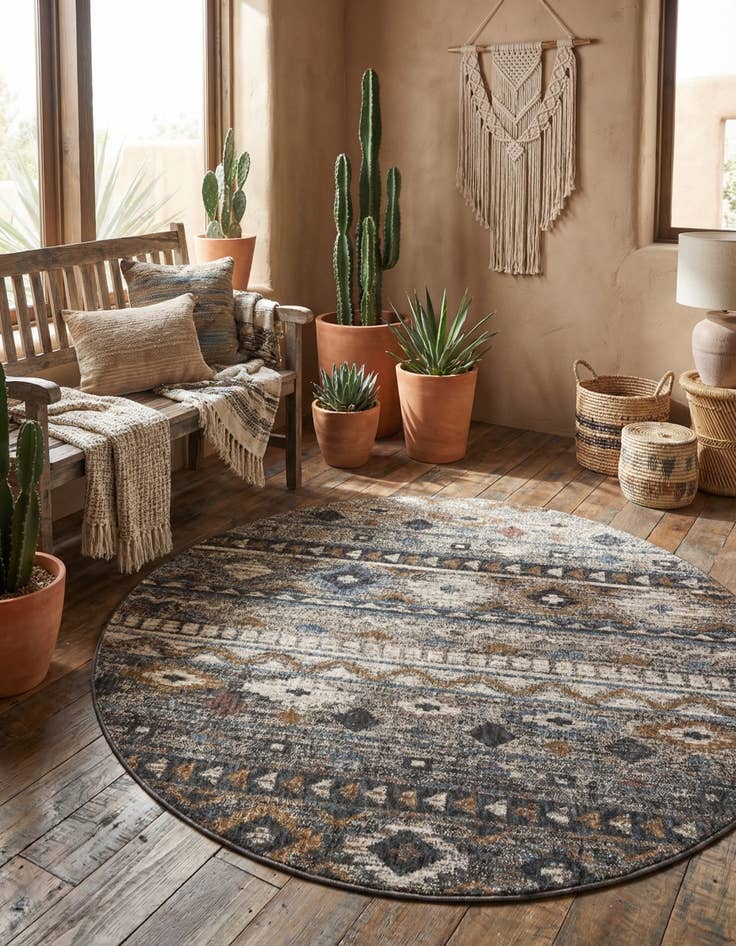 Detail image of 5' 3 x 5' 3 Eco Southwestern Round Rug