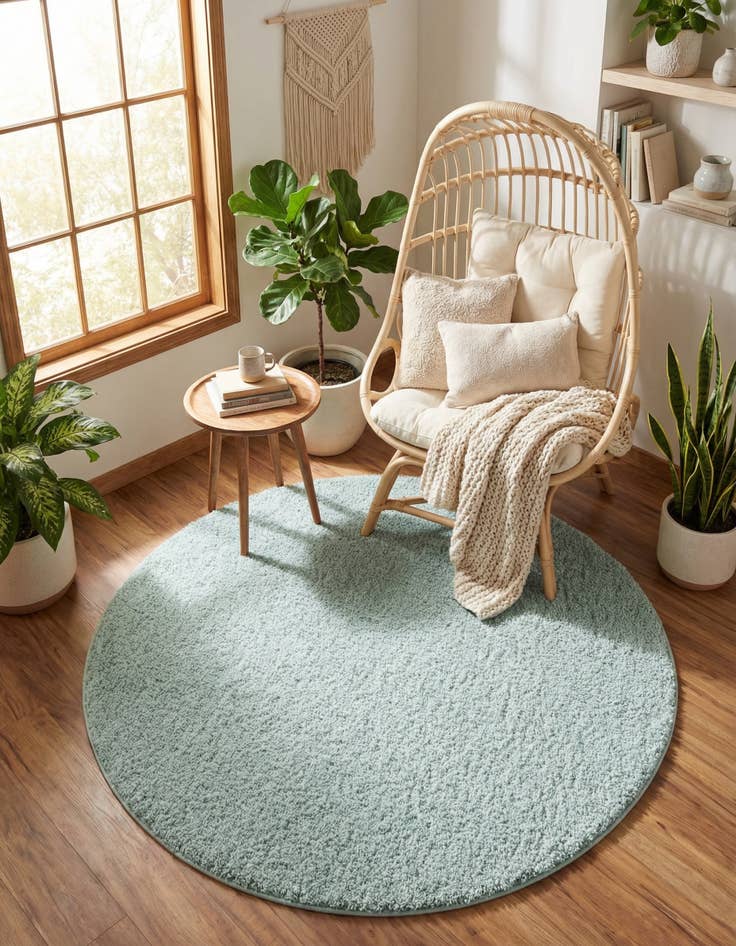 Detail image of 6' x 6' Soft Solid Shag Round Rug