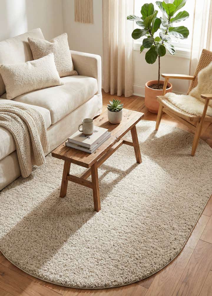 5' 3 x 8' Soft Solid Shag Oval Rug