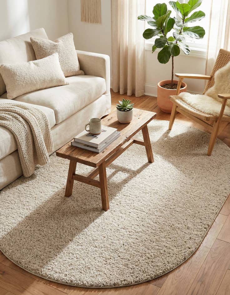 Detail image of 5' 3 x 8' Soft Solid Shag Oval Rug