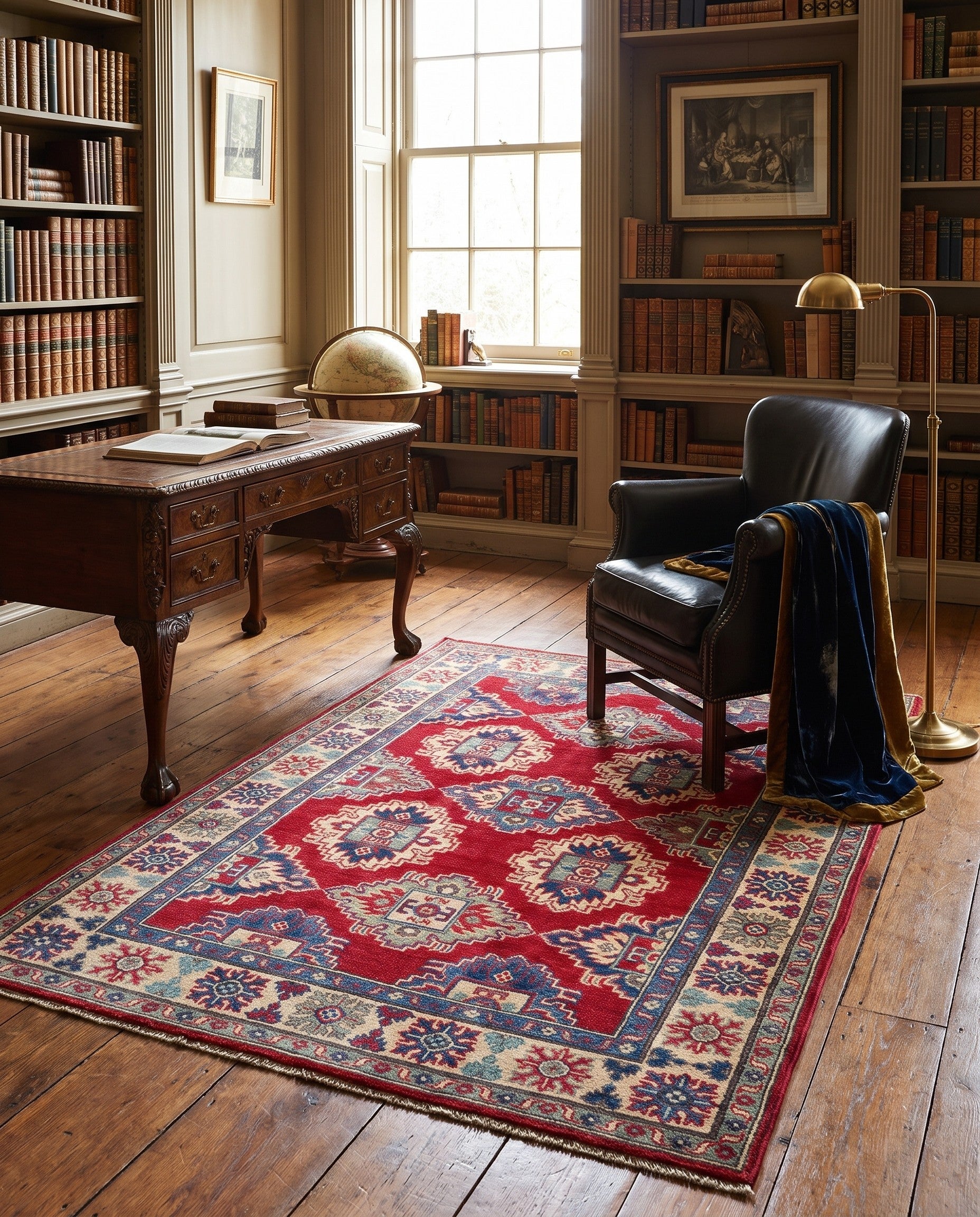 4' 3 x 6' Hand Knotted Kazak Rug