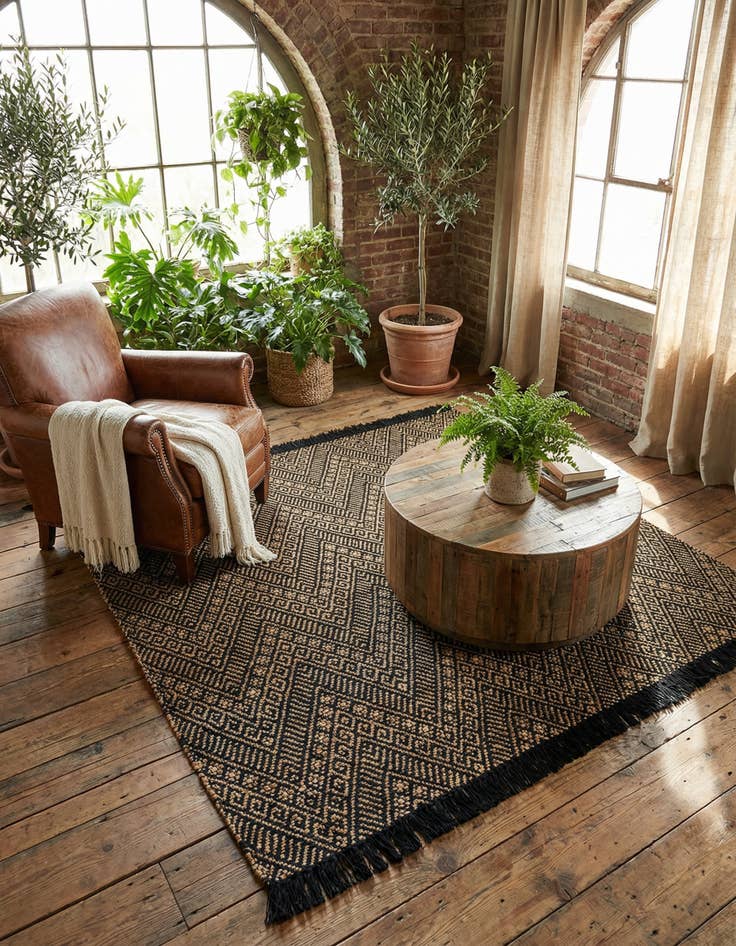 Detail image of 6' 1 x 6' 1  Hand Braided Jute Square Rug