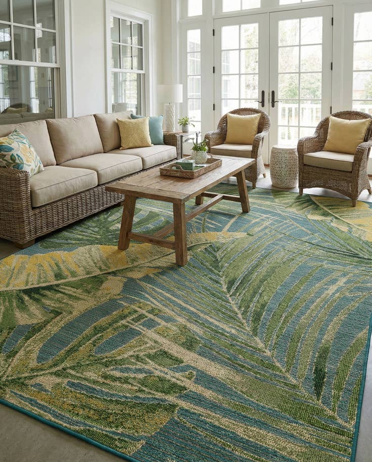 Detail image of 7' 10 x 10' Easy-Clean Botanical Indoor / Outdoor Rug