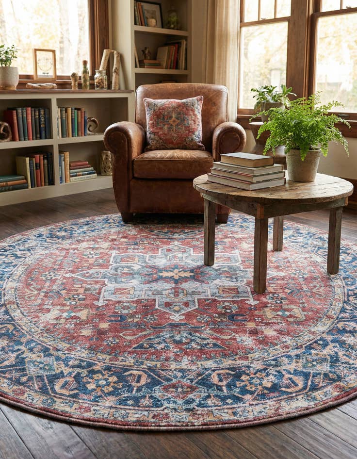 Detail image of 6' x 6'  Washable Yara Round Rug