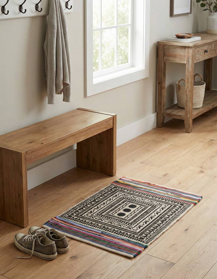 Detail image of 2' x 3' 1 Hand Braided Chindi Cotton Rug