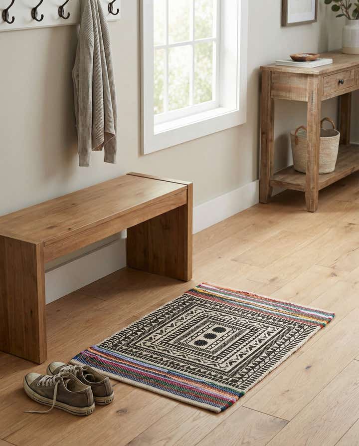 2' x 3' 1 Hand Braided Chindi Cotton Rug