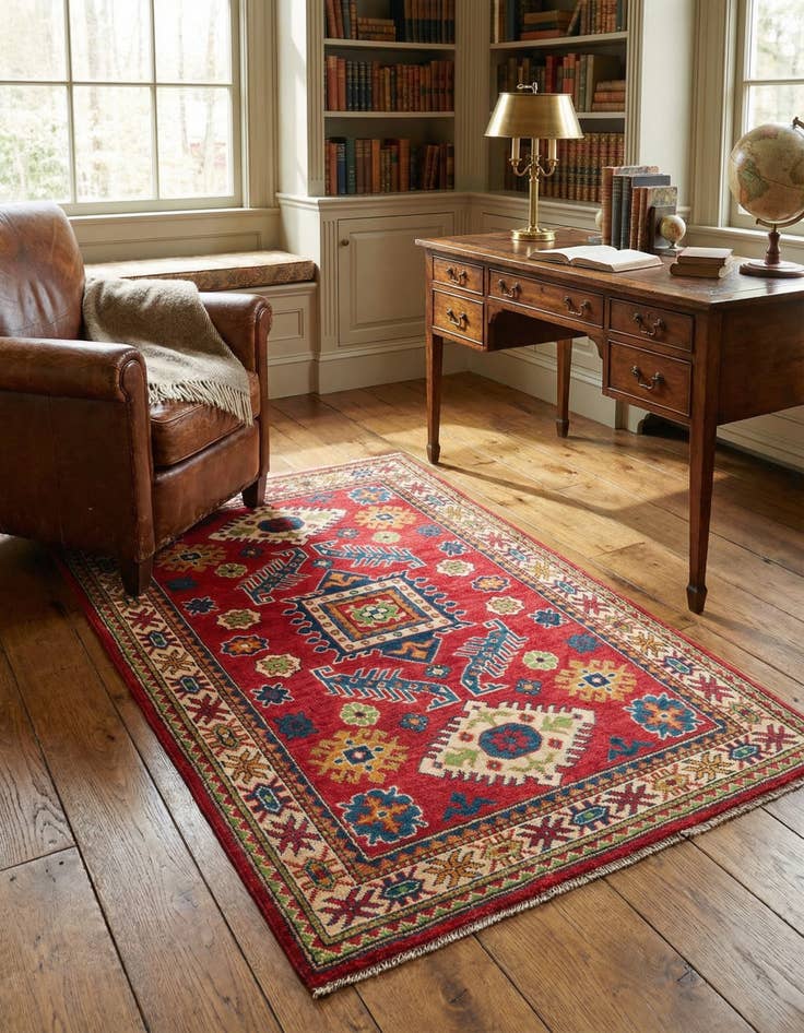 Detail image of 3' 4 x 5' Hand Knotted Kazak Rug