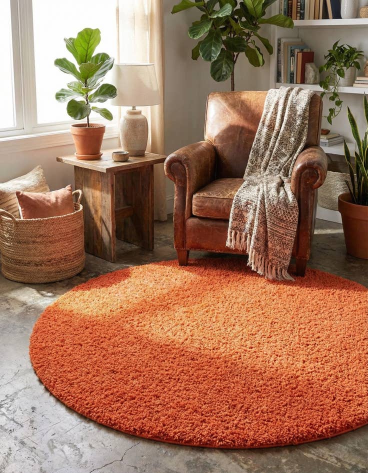 Detail image of 5' 3 x 5' 3 Solid Shag Round Rug