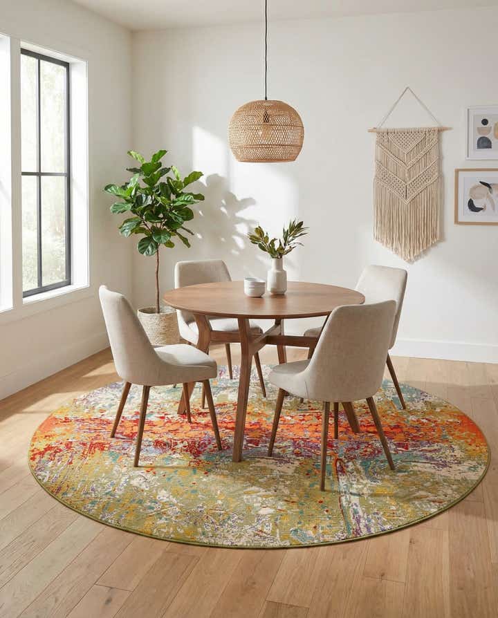 7' x 7' Easy-Clean Modern Indoor / Outdoor Round Rug
