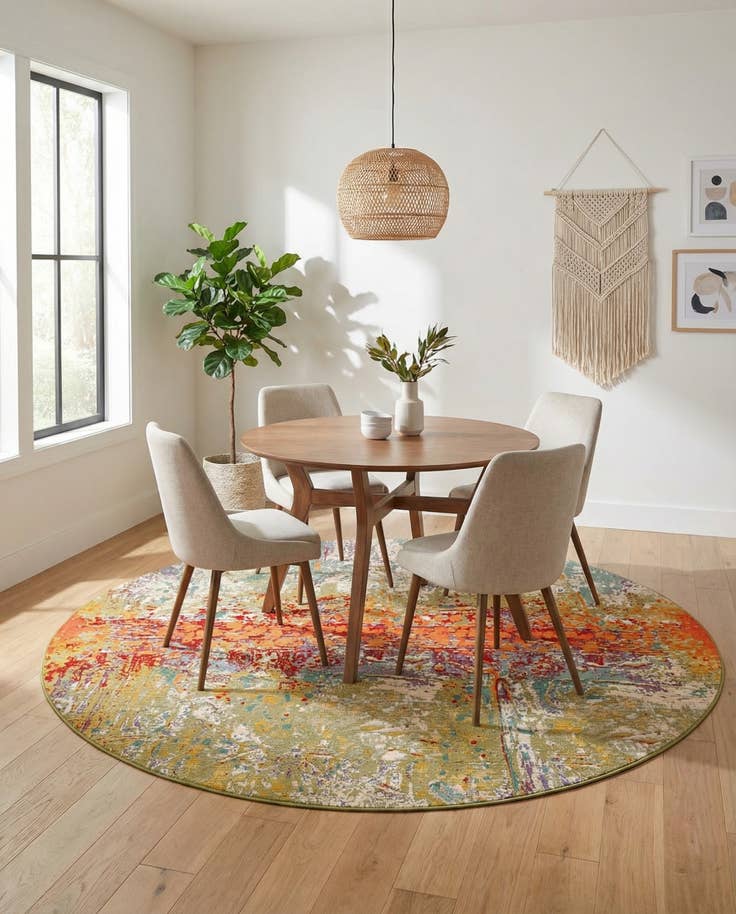 Detail image of 7' x 7' Easy-Clean Modern Indoor / Outdoor Round Rug