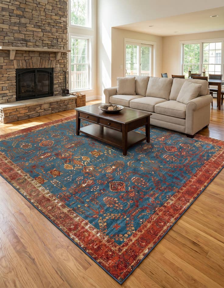 Detail image of 10' x 10' Easy-Clean Traditional Indoor / Outdoor Square Rug