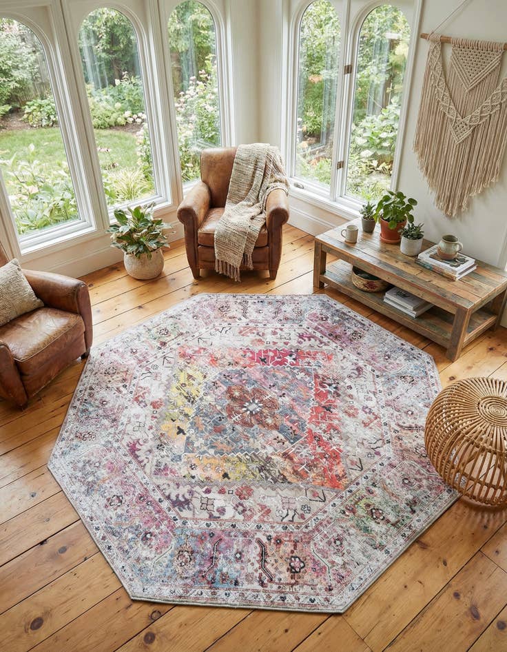Detail image of 7' 10 x 7' 10  Washable Yara Octagon Rug