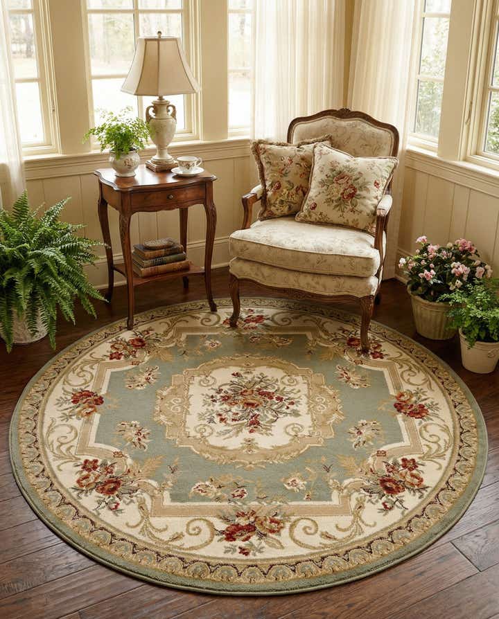 6' x 6' Classic Aubusson Round Rug
