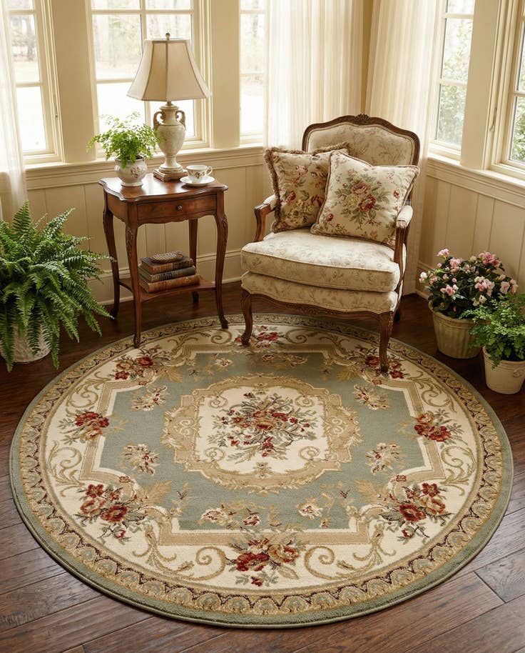 Detail image of 6' x 6' Classic Aubusson Round Rug