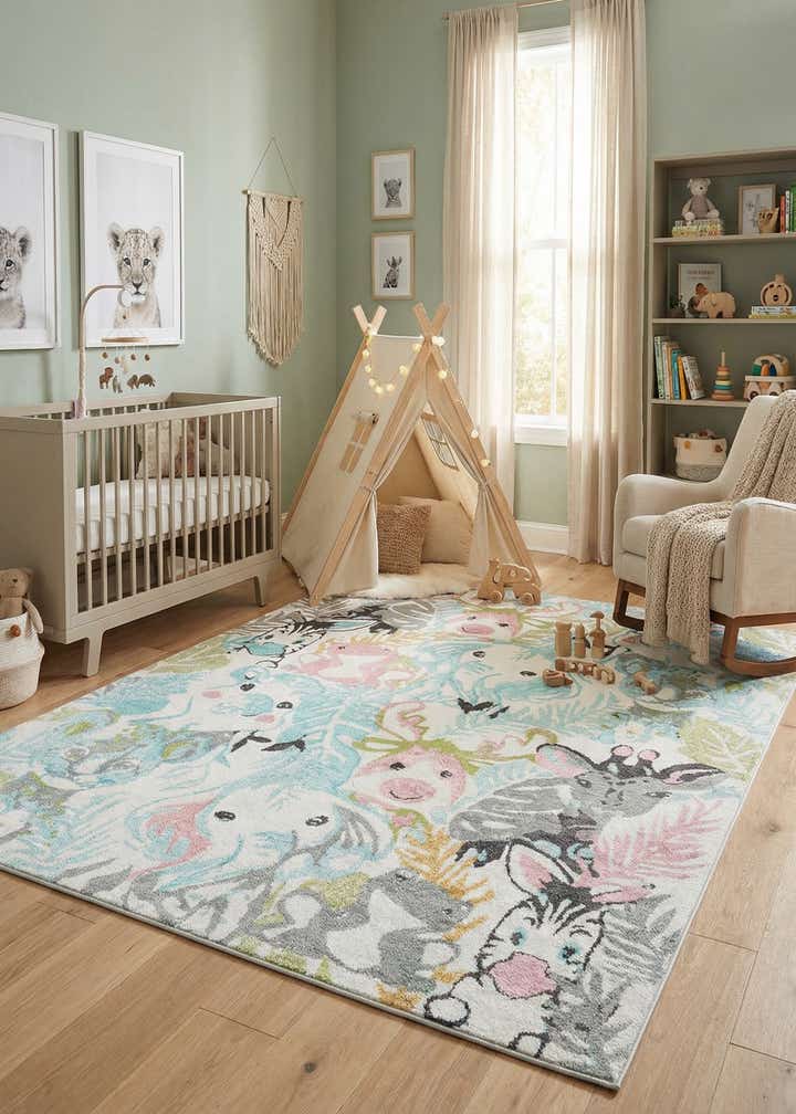 7' 10 x 10' Animals Whimsy Kids Rug