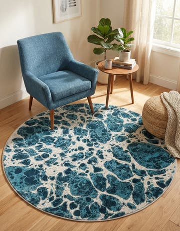 Blue Oasis Round Rug