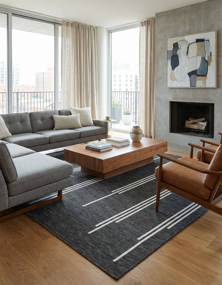 Detail image of 10' x 10'  Washable Modern Indoor / Outdoor Square Rug