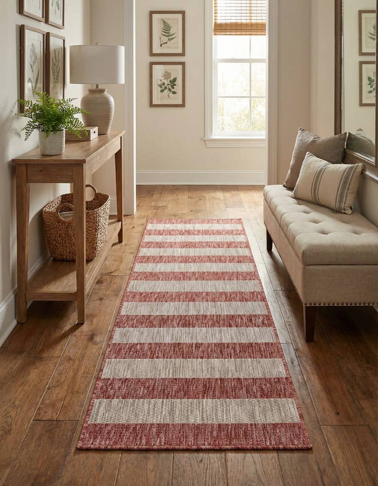 Detail image of 2' x 6' Easy-Clean Ribbon Indoor / Outdoor Runner Rug