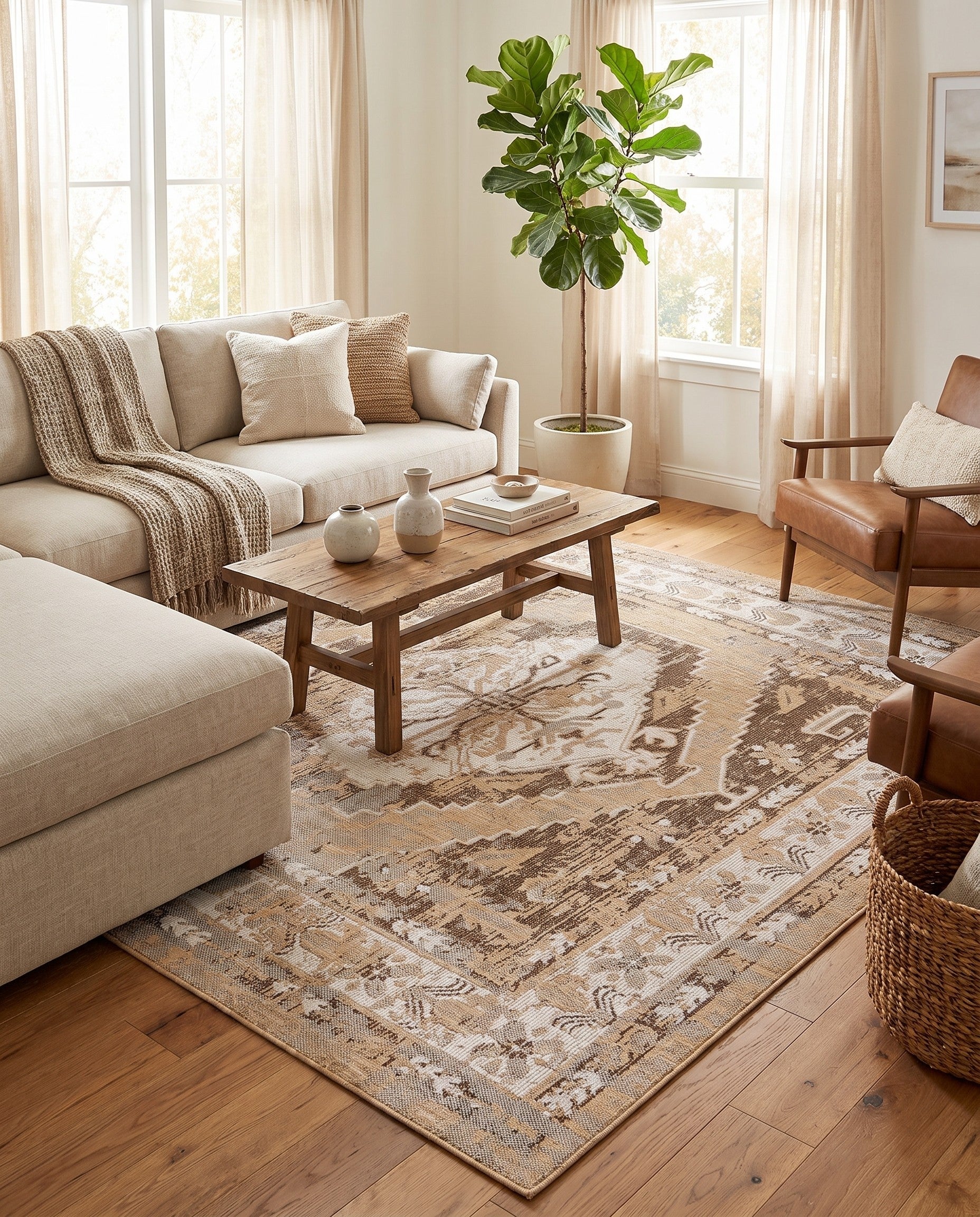 7' 10 x 7' 10 Easy-Clean Traditional Indoor / Outdoor Square Rug