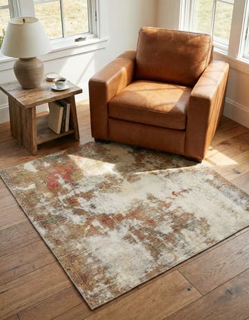 4' 7 x 4' 10 Hand Knotted Ultra Vintage Persian Wool Square Rug