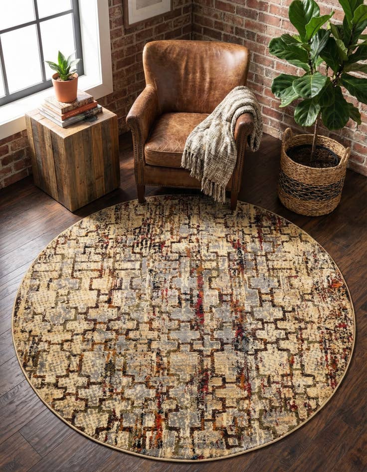 Detail image of  5' 3 x 5' 3 Saturn Round Rug