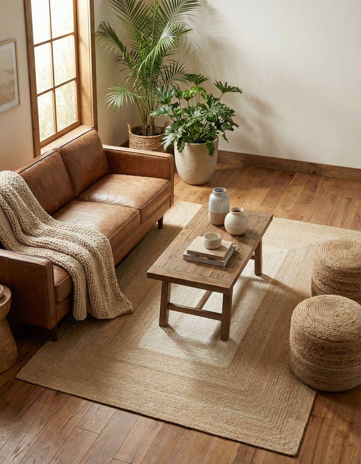 Detail image of 5' 1 x 8' Handmade Hand Braided Wool Rug