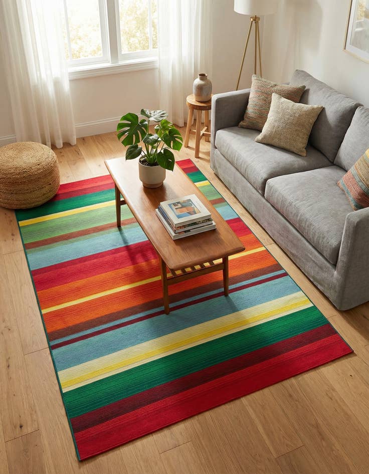 Detail image of 5' 3 x 8' Easy-Clean Modern Indoor / Outdoor Rug