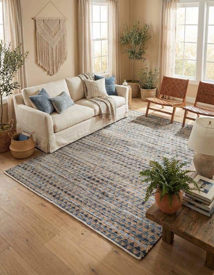 Detail image of 8' x 11'  Hand Woven Chindi Jute Rug