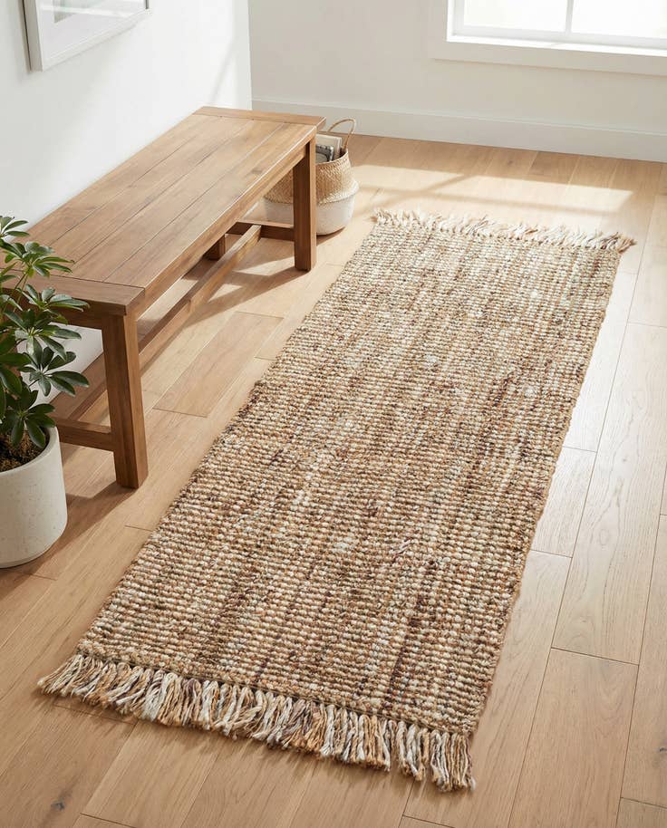 Detail image of 2' x 5' 1 Hand Woven Chunky Jute Runner Rug
