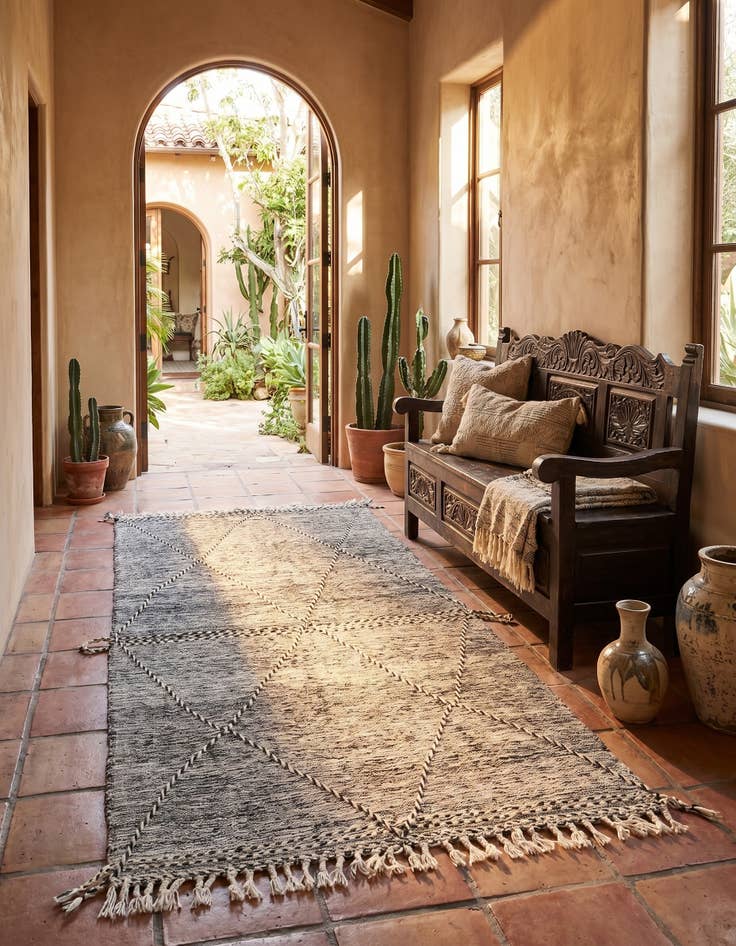 Detail image of 5' 4 x 9' 6 Hand Knotted Moroccan Wool Runner Rug
