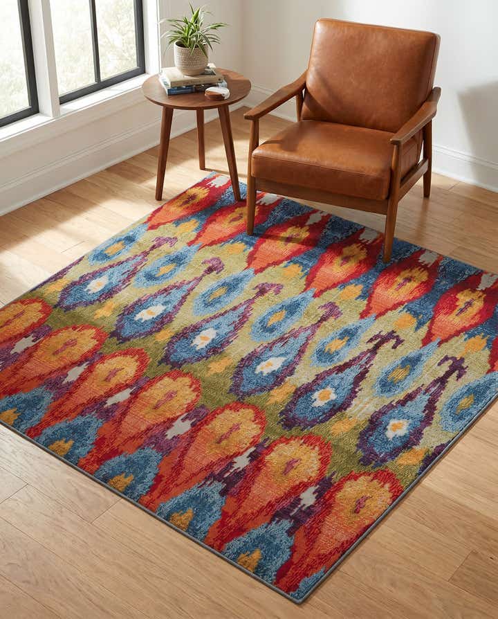 5' 3 x 5' 3 Easy-Clean Modern Indoor / Outdoor Square Rug