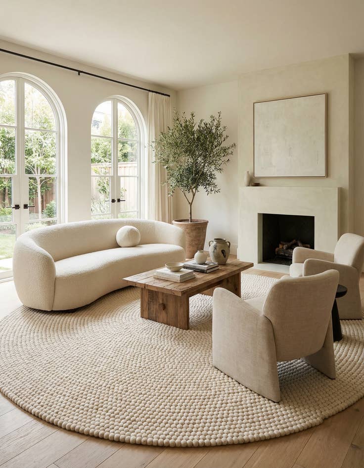 Detail image of 10' x 10' Felt Ball Wool Round Rug