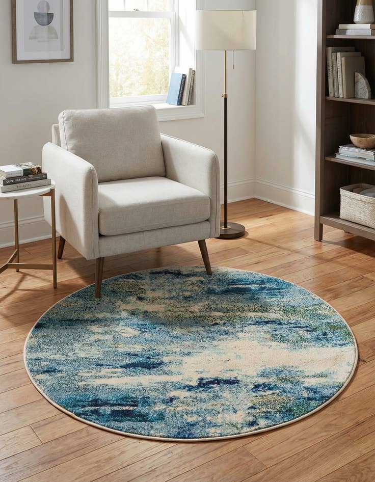 Detail image of 4' x 4' Washable Theia Round Rug