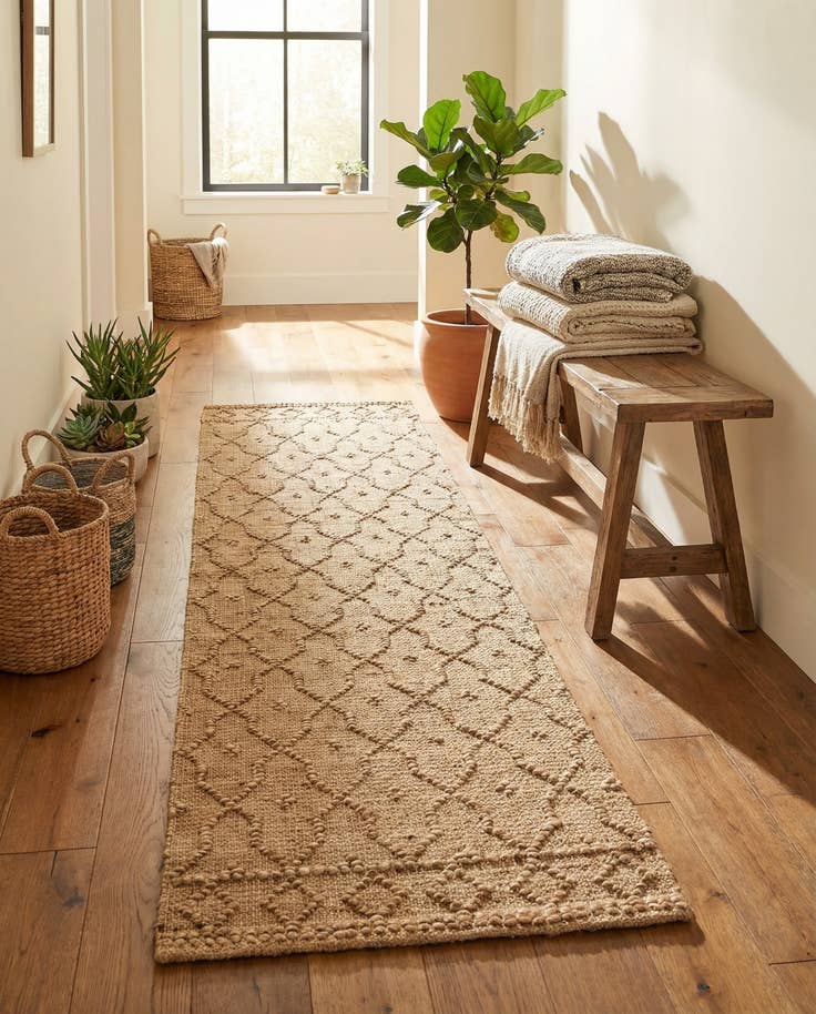 Detail image of 2' x 8' Hand Woven Larsa Jute Runner Rug