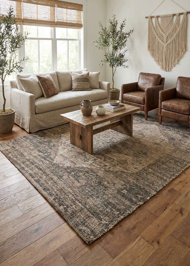 6' 1 x 9' Hand Woven Chenille Jute Rug