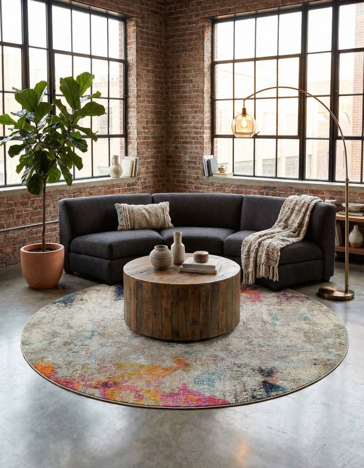 Detail image of 8' x 8' Washable Theia Round Rug