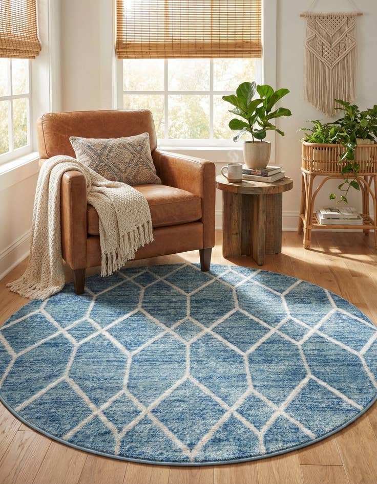 Detail image of  5' x 5' Lattice Trellis Round Rug