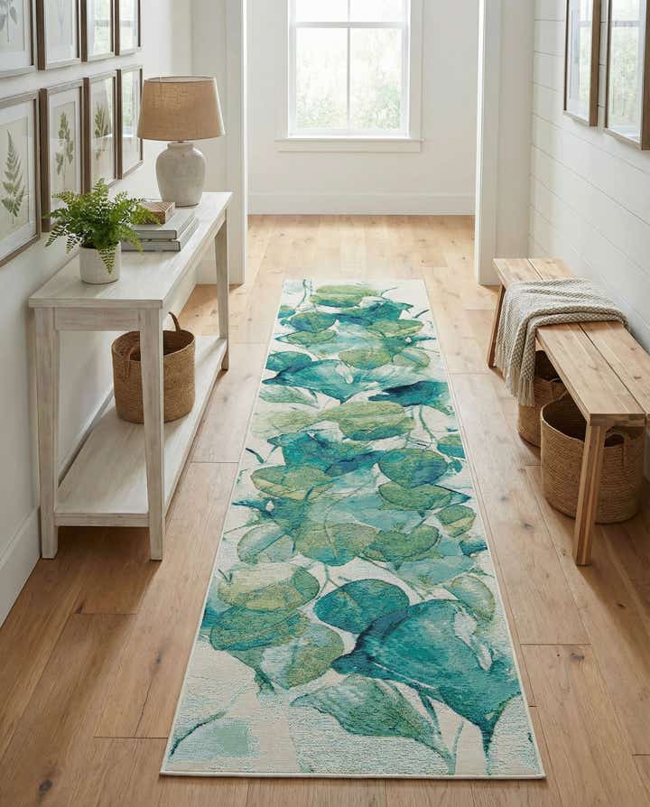 2' 7 x 12' Easy-Clean Botanical Indoor / Outdoor Runner Rug