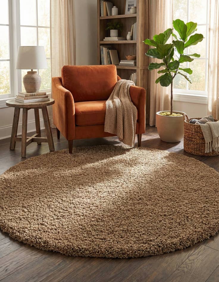 Detail image of 6' x 6' Solid Shag Round Rug