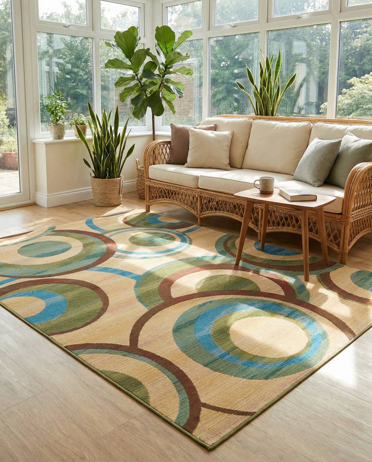 Detail image of 5' 3 x 8' Easy-Clean Modern Indoor / Outdoor Rug