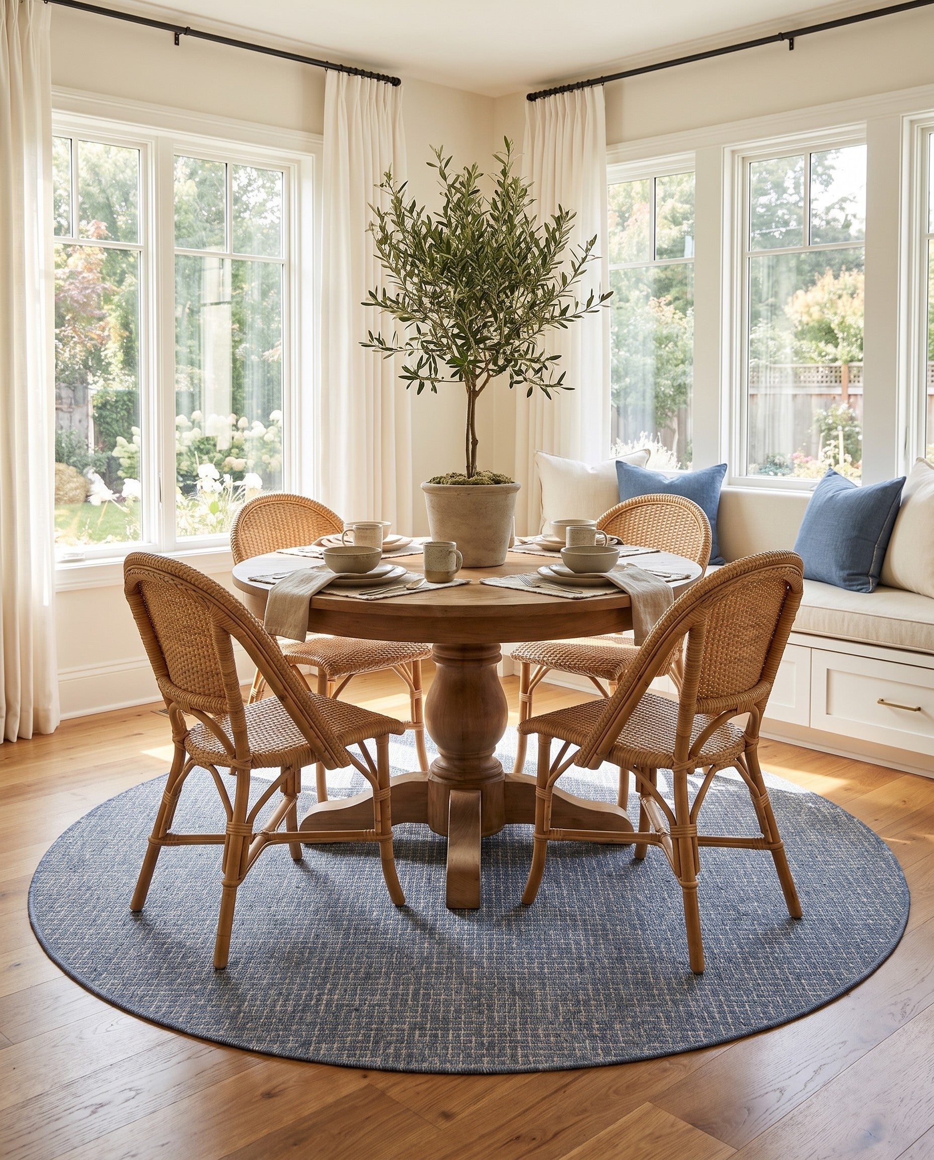 7' 10 x 7' 10 Easy-Clean Checkered Indoor / Outdoor Round Rug