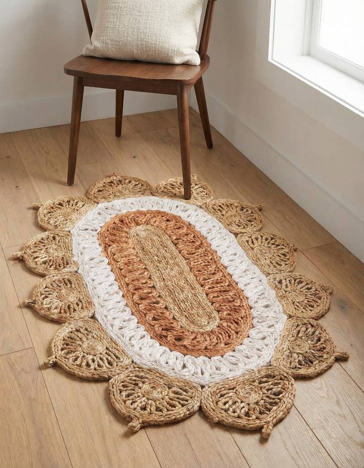 Detail image of 2' x 3' 1  Hand Braided Jute Oval Rug