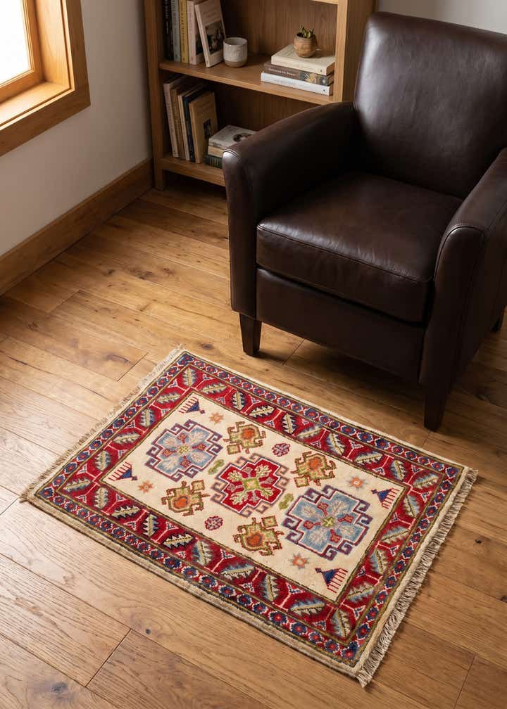 2' x 2' 11 Hand Knotted Kazak Rug