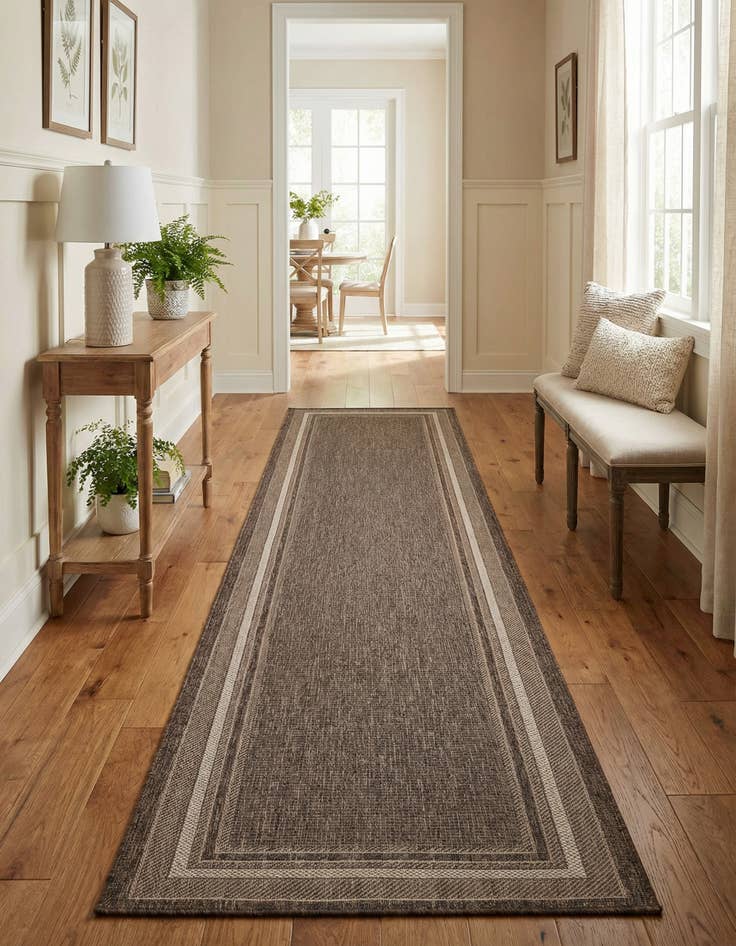 Detail image of  2' 7 x 14'  Washable Border Indoor / Outdoor Runner Rug