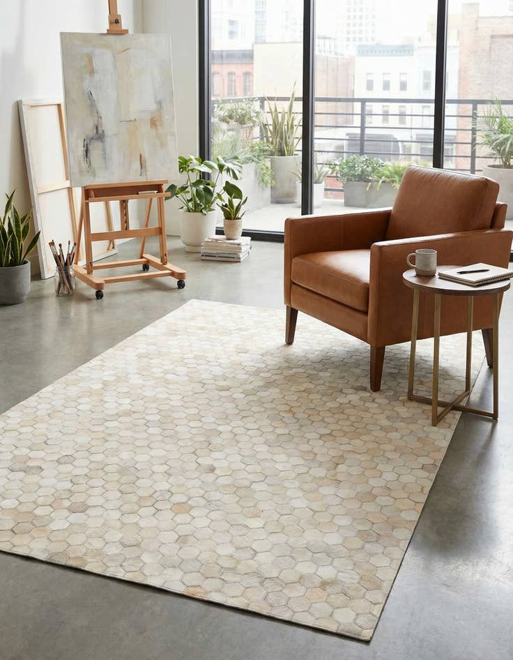 Detail image of 4' 10 x 7' 9 Cowhide Stocks Rug