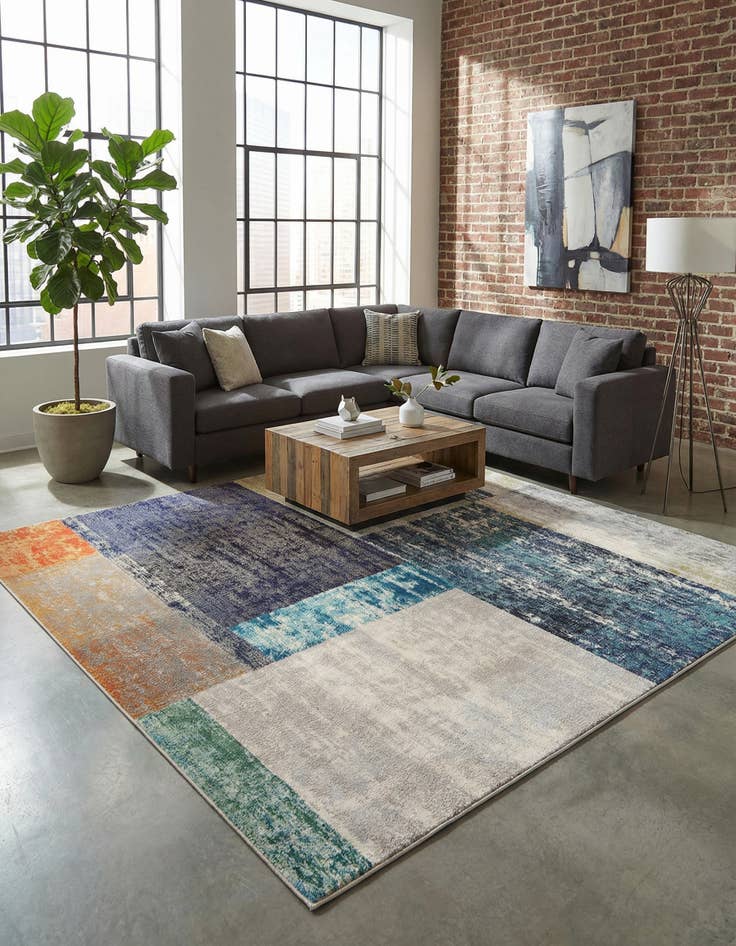 Detail image of 9' 10 x 9' 10 Washable Vivid Square Rug