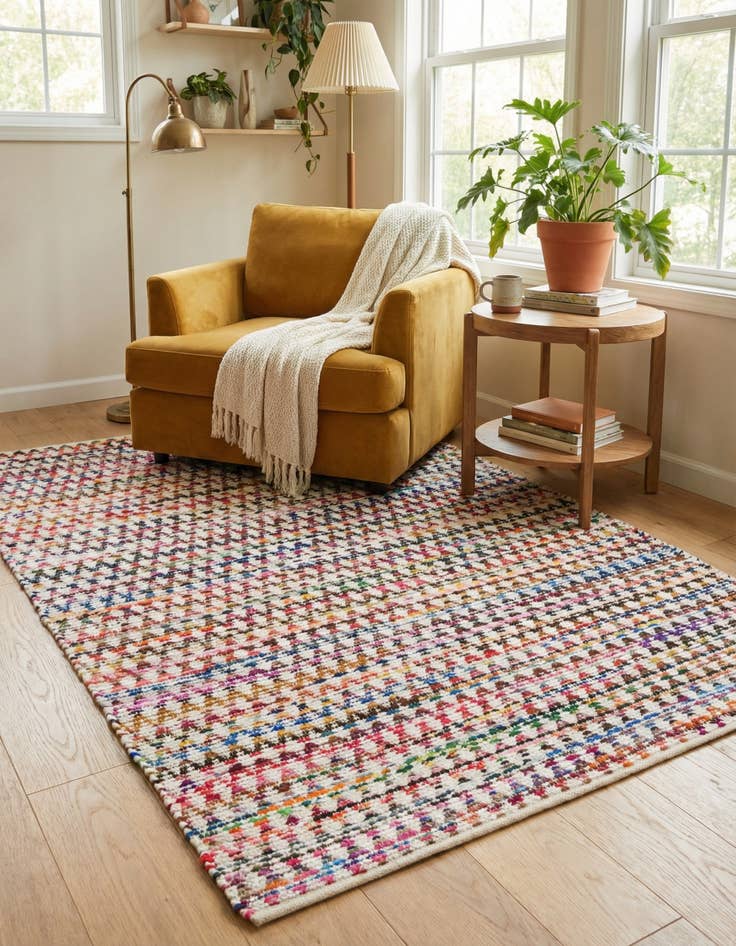 Detail image of 6' 1 x 9'  Hand Woven Braided Chindi Rug