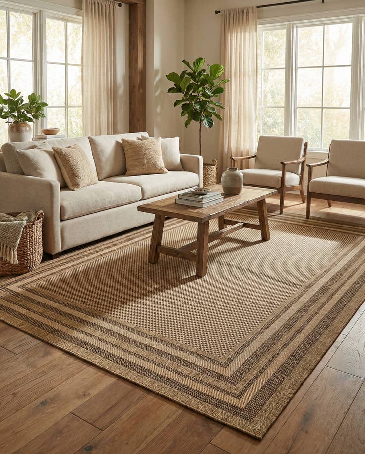 Detail image of 8' x 11' 4 Easy-Clean Border Indoor / Outdoor Rug