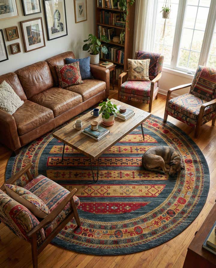 8' x 8' Kashkuli Gabbeh Round Rug