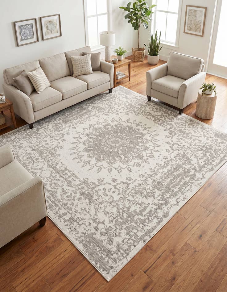 Detail image of 10' x 10' Easy-Clean Traditional Indoor / Outdoor Square Rug